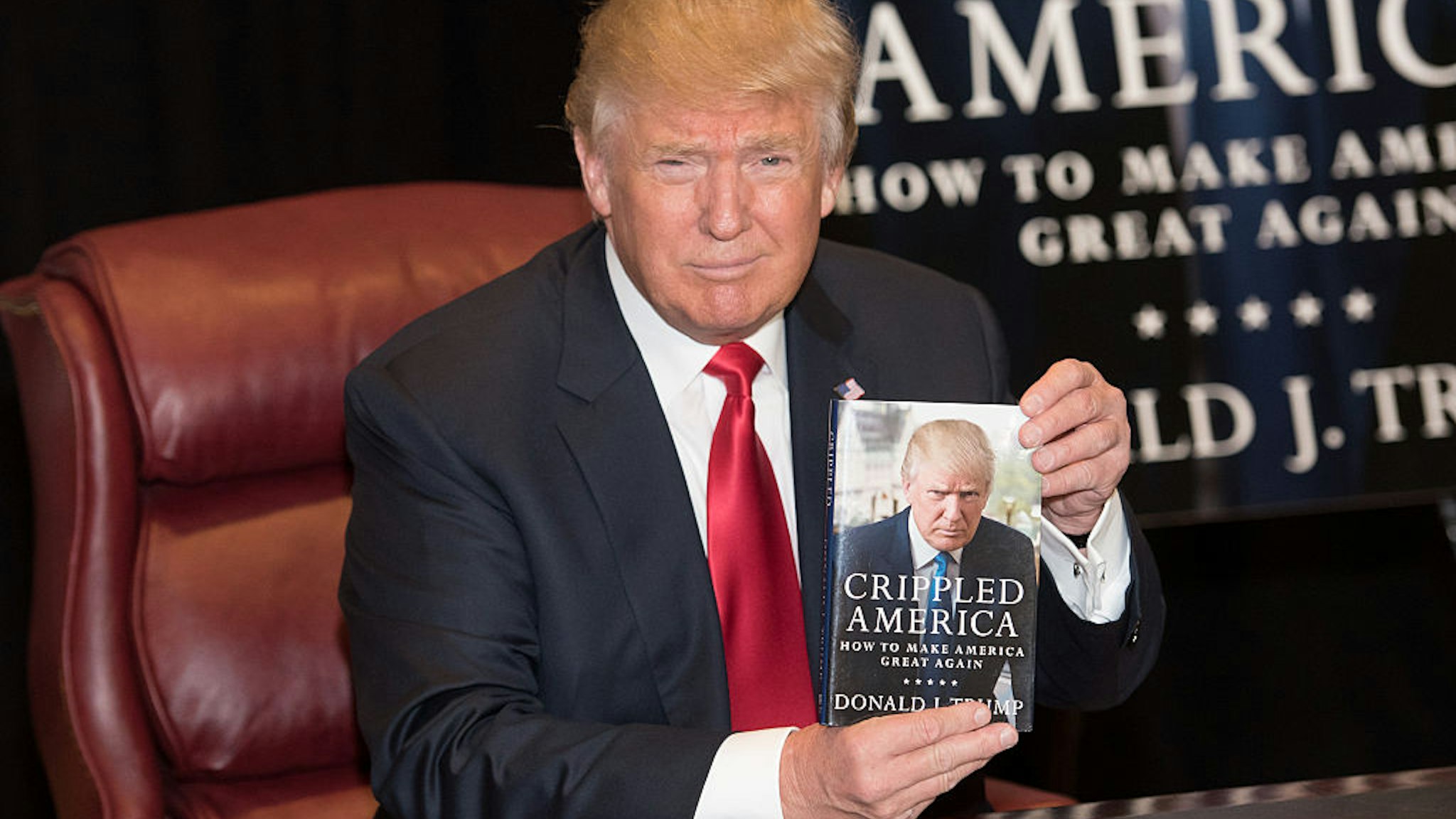 Donald Trump attends a book signing of his new book "Crippled America" at Trump Tower on November 3, 2015 in New York City.