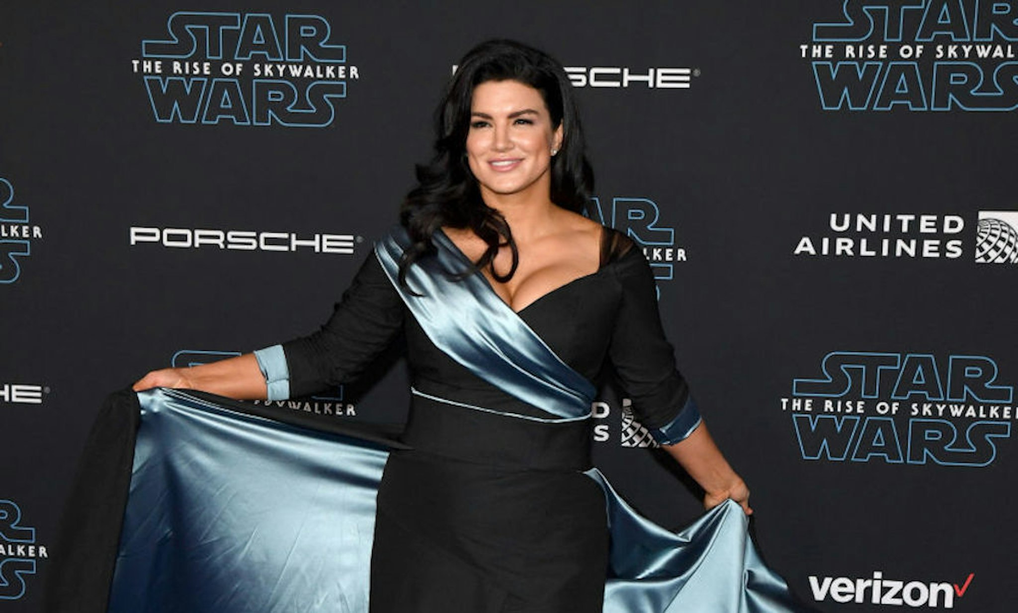 HOLLYWOOD, CALIFORNIA - DECEMBER 16: Actress Gina Carano attends the premiere of Disney's "Star Wars: The Rise of Skywalker" on December 16, 2019 in Hollywood, California. (Photo by Ethan Miller/FilmMagic)