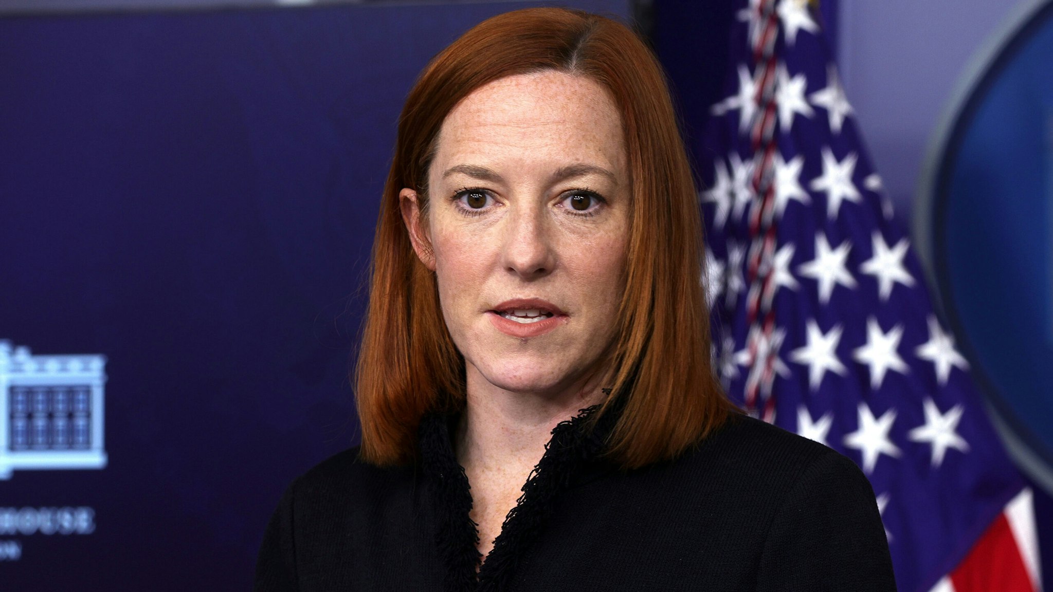 WASHINGTON, DC - FEBRUARY 11: White House Press Secretary Jen Psaki speaks during a news briefing at the James Brady Press Briefing Room of the White House February 11, 2021 in Washington, DC. Psaki held a news briefing to answer questions from the members of the press.
