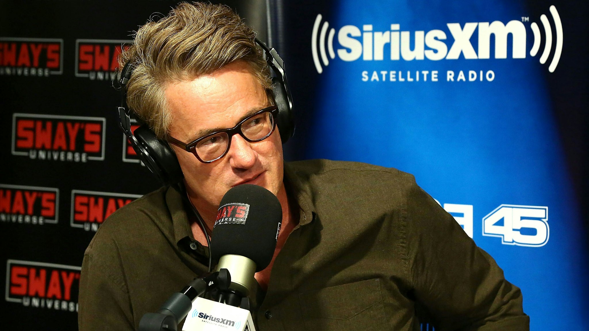 NEW YORK, NY - AUGUST 02: (EXCLUSIVE COVERAGE) Host of MSNBC's "Morning Joe", Joe Scarborough visits 'Sway in the Morning' with Sway Calloway on Eminem's Shade 45 at SiriusXM Studios on August 2, 2017 in New York City.