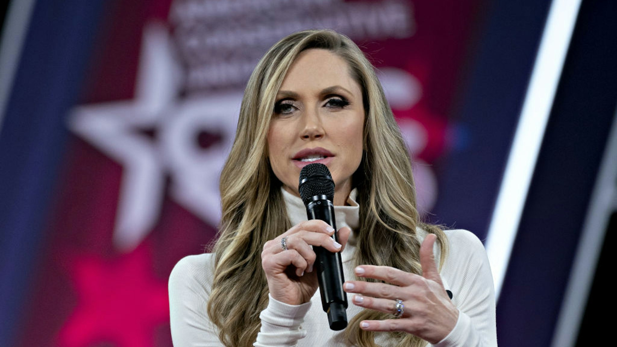 Lara Trump, adviser to U.S. President Donald Trump, speaks during a discussion at the Conservative Political Action Conference (CPAC) in National Harbor, Maryland, U.S., on Friday, Feb. 28, 2020. President Trump will address this years CPAC after seeking to close ranks within his administration about the threat posed by the coronavirus and how the U.S. government plans to stop its spread following mixed messages that rattled Wall Street.