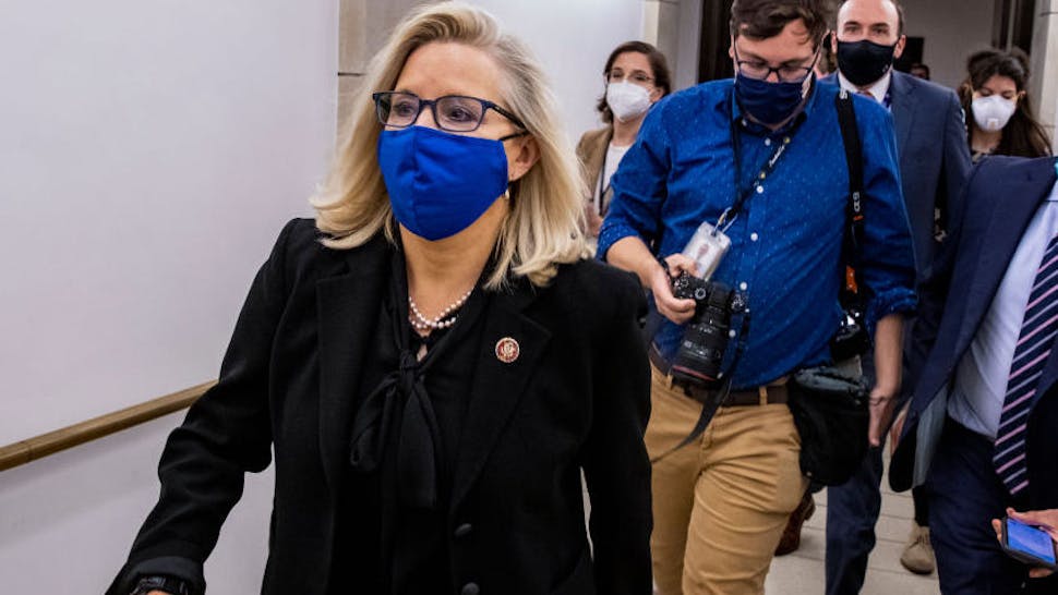 House To Vote On Removal Of Rep. Marjorie Taylor Greene From Committees WASHINGTON, DC - FEBRUARY 03: U.S. Rep. Liz Cheney (R-WY) heads to the House floor to vote at the U.S. Capitol on February 03, 2021 in Washington, DC. Cheney was one of 10 House Republicans who voted to impeach former President Donald Trump for inciting the insurrection at the U.S. Capitol.