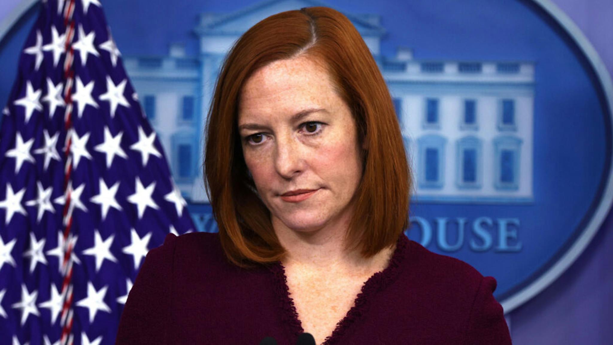 White House Press Secretary Jen Psaki Holds Media Briefing WASHINGTON, DC - FEBRUARY 09: White House Press Secretary Jen Psaki listens during a news briefing at the James Brady Press Briefing Room of the White House February 9, 2021 in Washington, DC. Psaki held a news briefing to answers questions from the members of the press.