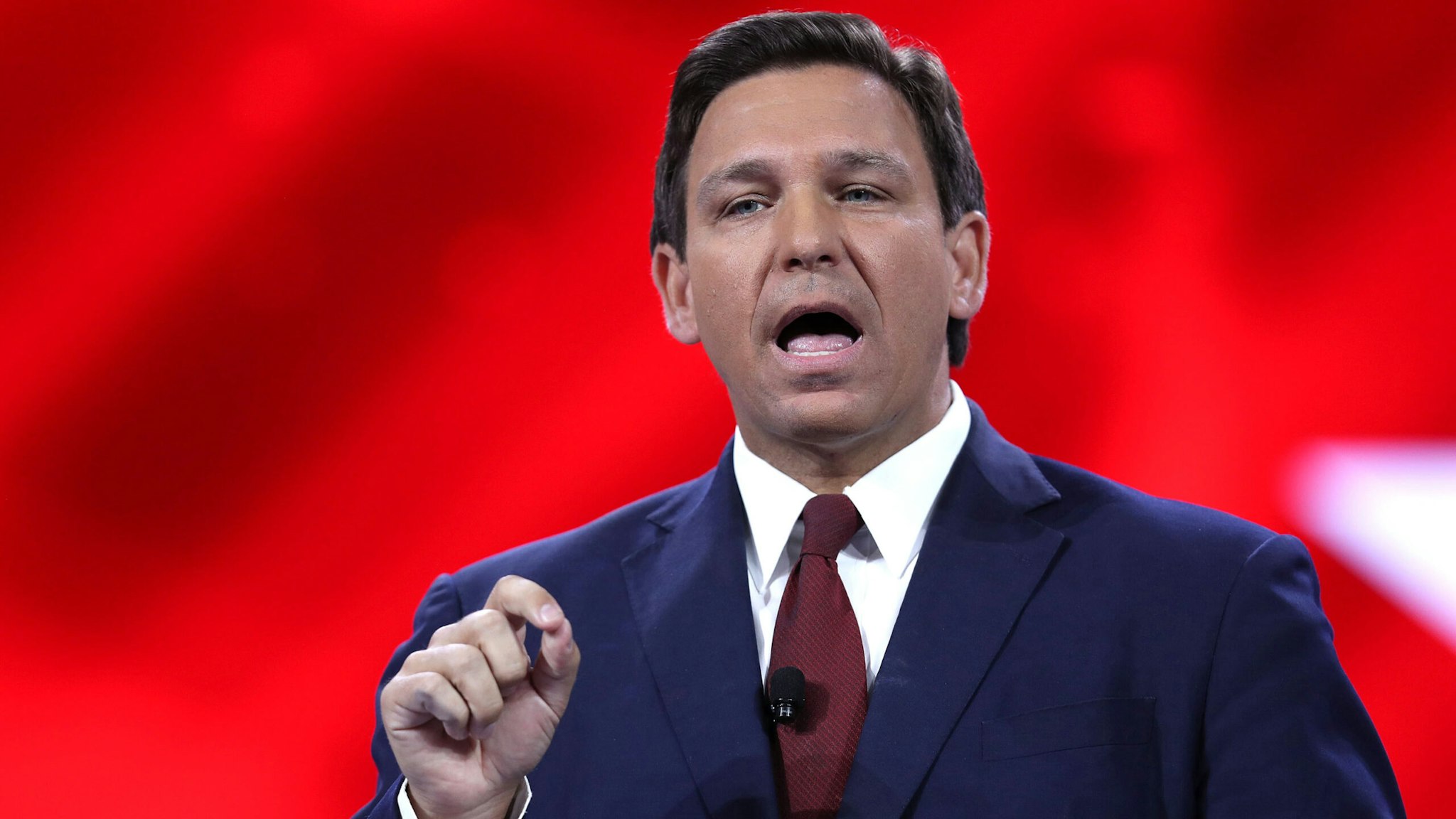 ORLANDO, FLORIDA - FEBRUARY 26: Florida Gov. Ron DeSantis speaks at the opening of the Conservative Political Action Conference at the Hyatt Regency on February 26, 2021 in Orlando, Florida. Begun in 1974, CPAC brings together conservative organizations, activists and world leaders to discuss issues important to them.