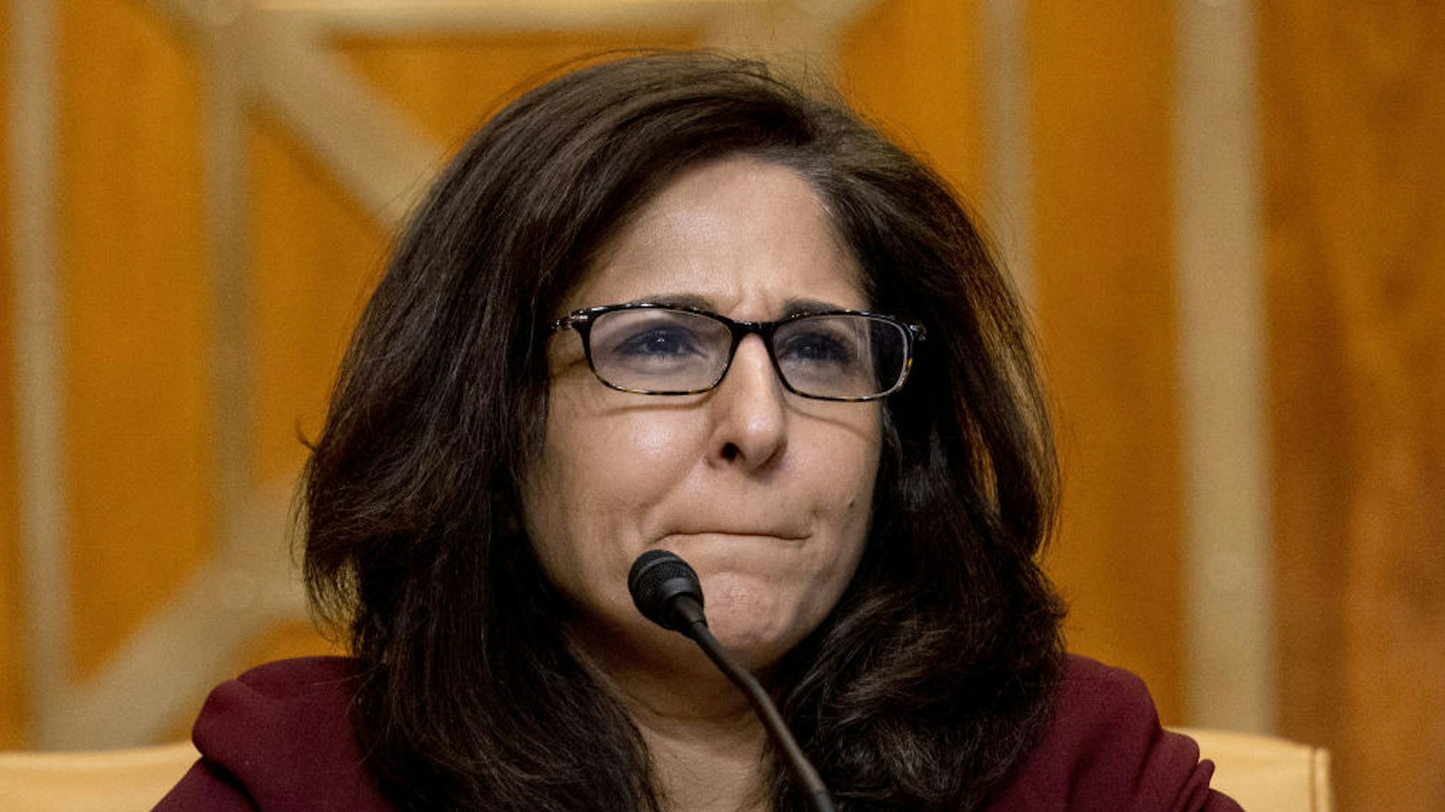 Neera Tanden, director of the Office and Management and Budget (OMB) nominee for U.S. President Joe Biden, appears before a Senate Budget Committee confirmation hearing in Washington, D.C., U.S., on Wednesday, Feb. 10, 2021. Tanden apologized for partisan tweets, pledged to distribute stimulus checks quickly, and defended her stance on Wall Street and Silicon Valley's influence in yesterday's hearing on her nomination to lead the OMB.
