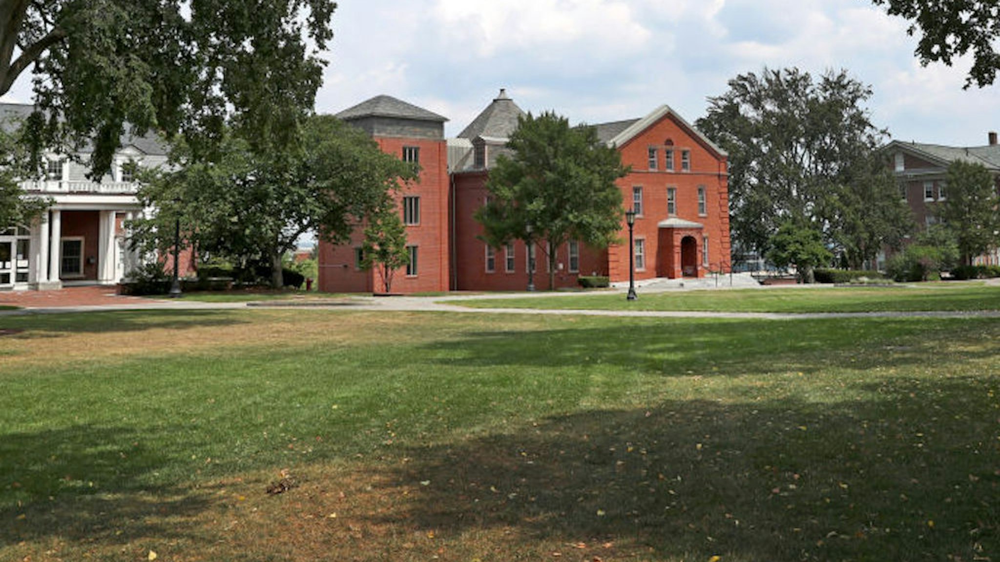 Tufts University campus grounds in Medford, MA are pictured on Aug. 11, 2020.