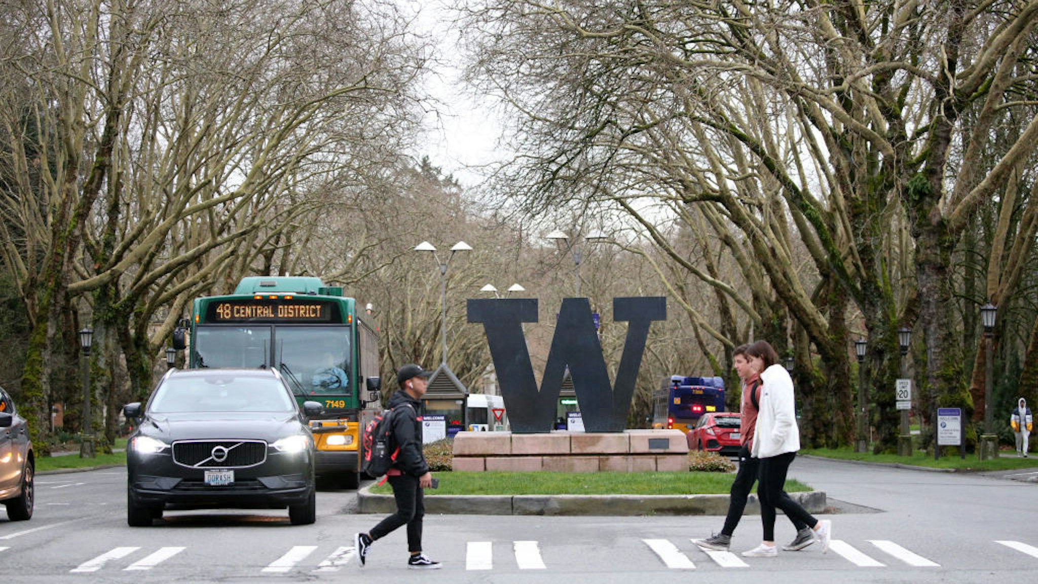 Students at the University of Washington are on campus for the last day of in-person classes on March 6, 2020 in Seattle, Washington. The University will close starting Monday, March 9, as a precautionary reaction to the novel coronavirus, COVID-19, outbreak for the remainder of the winter quarter.