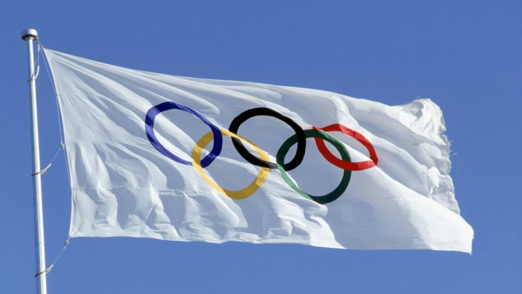 SEOUL, KOREA - FEBRUARY 1: A general view of the Official Olympic Flag taken during the 1988 Olympic Games in Seoul, Korea. (Photo by: