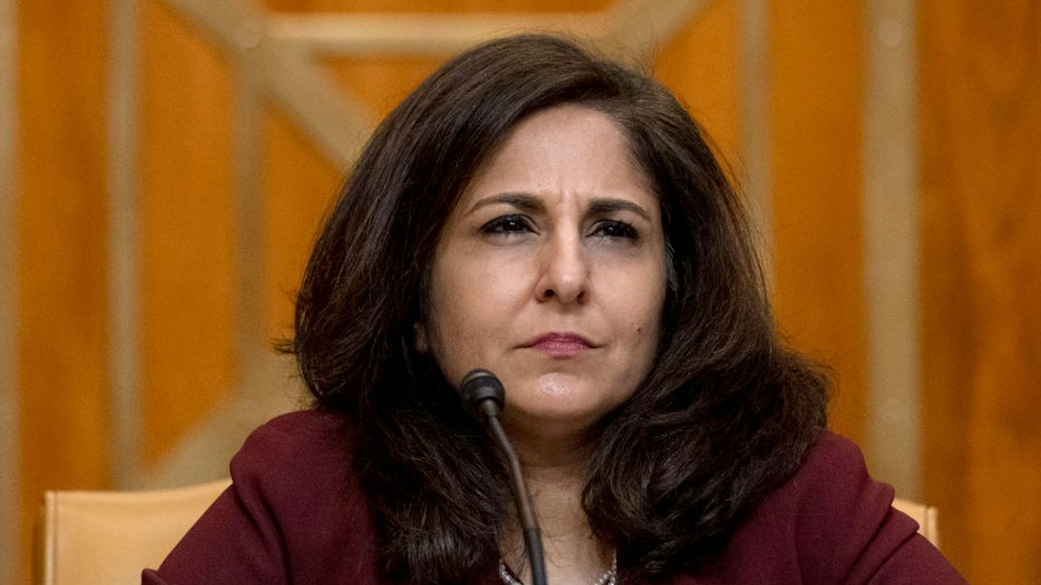 WASHINGTON, DC - FEBRUARY 10: Neera Tanden, President Joe Bidens nominee for Director of the Office of Management and Budget (OMB), appears before a Senate Committee on the Budget hearing on Capitol Hill on February 10, 2021 in Washington, DC. Tanden helped found the Center for American Progress, a policy research and advocacy organization and has held senior advisory positions in Democratic politics since the Clinton administration. (Photo by