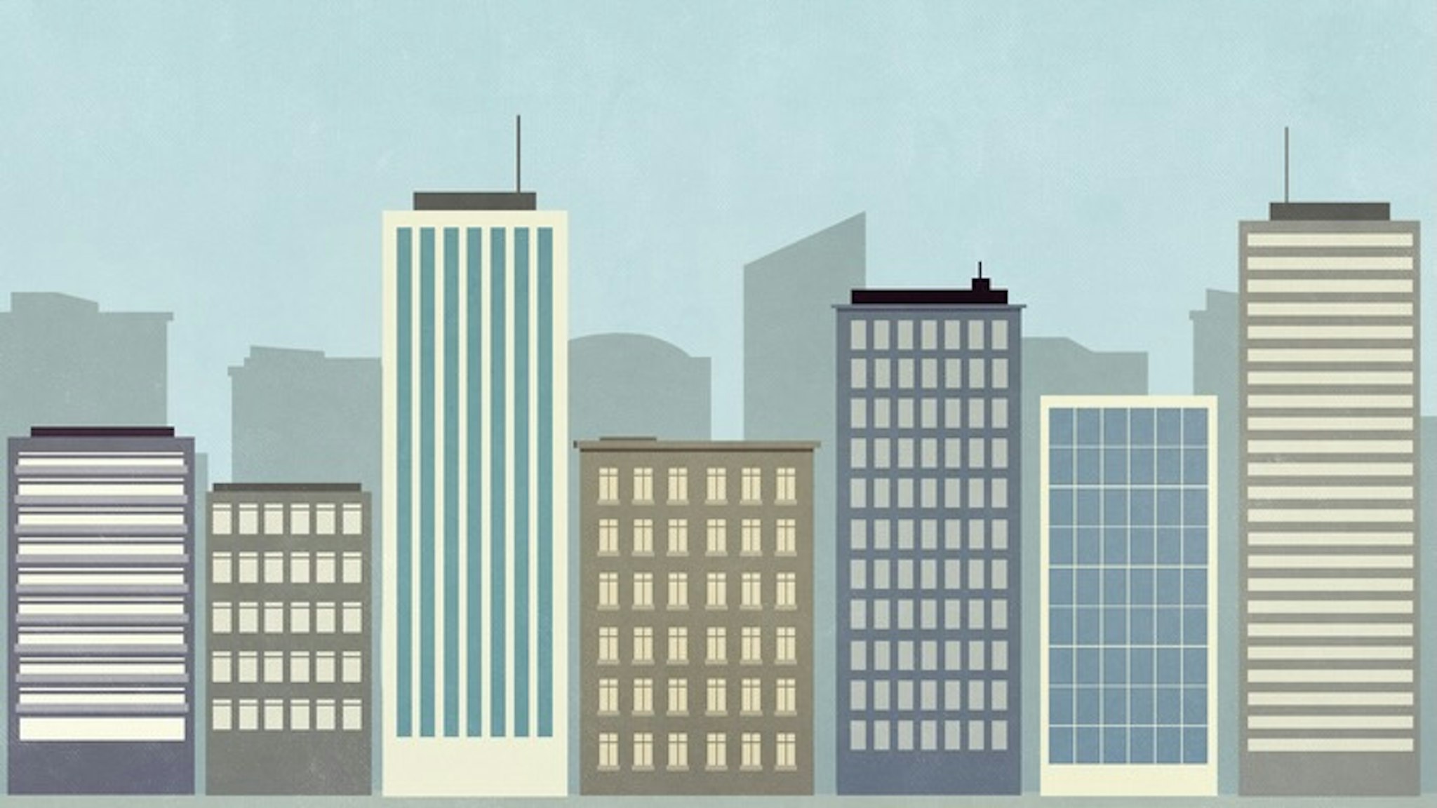 Cityscape of skyscraper buildings - stock illustration