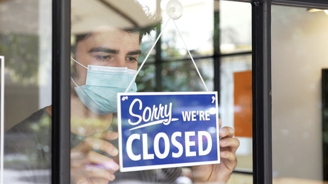 Small business closing during COVID-19 pandemic - stock photo Small business closing during COVID-19 pandemic.
