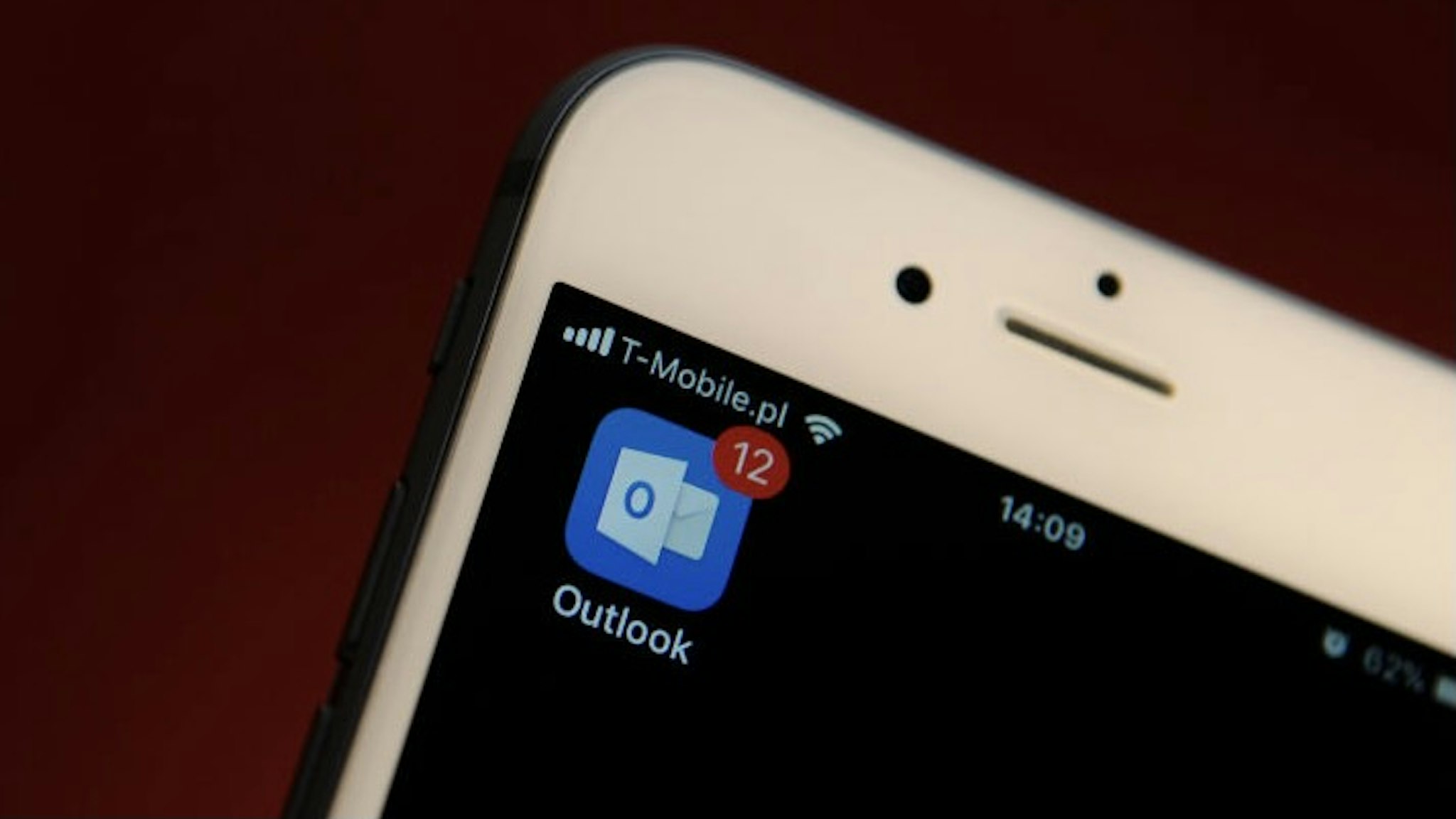 The Outlook email application is seen on an iPhone on October 25, 2017. (Photo by Jaap Arriens/NurPhoto)