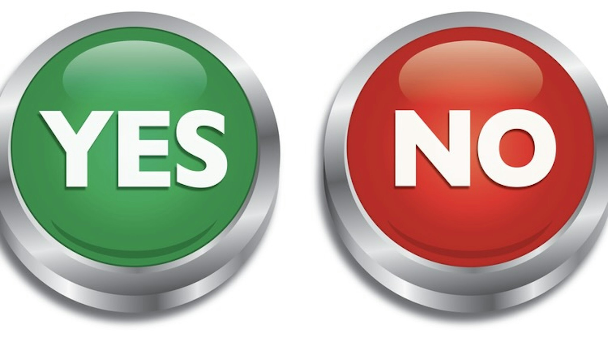 Yes No Push Buttons - stock vector Vector illustration of shiny yes and no push buttons.