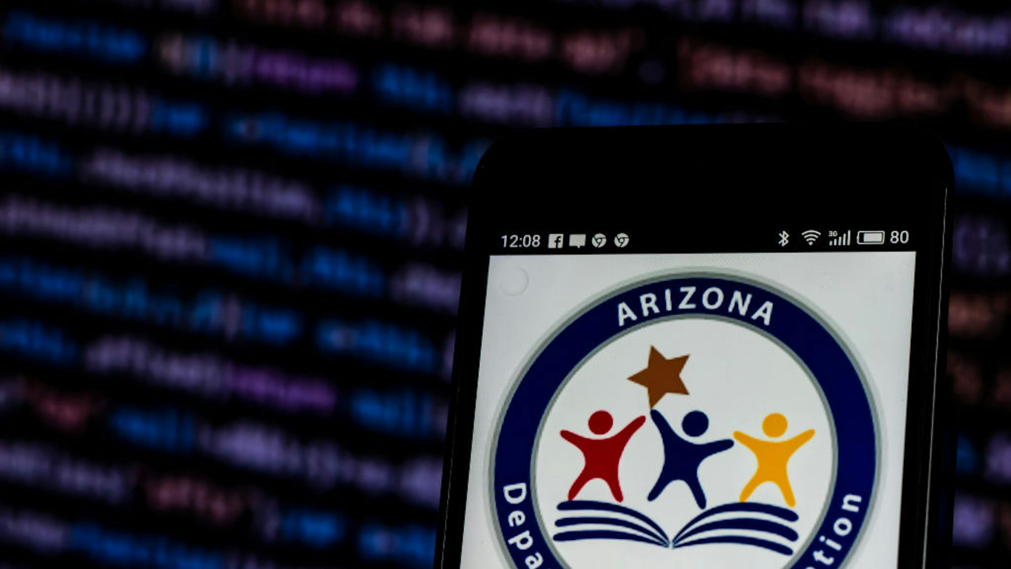 KIEV, UKRAINE - 2018/10/31: In this photo illustration, the Arizona Department of Education State agency logo seen displayed on a smartphone. Arizona Department of Education is an Arizona state agency overseeing public education. It is headquartered at 1535 West Jefferson Street in Downtown Phoenix, Arizona, United States. Ratification of the Arizona Constitution created the Arizona Department of Public Education.