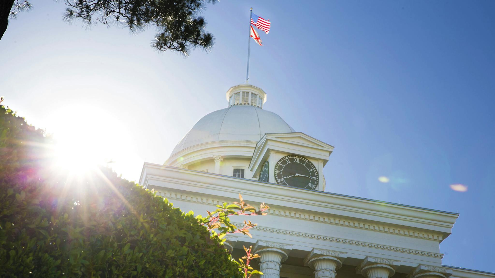 Alabama State Senators Push for Three Exceptions Amendment to Abortion Bill MONTGOMERY, AL - MAY 14- The Alabama State Capitol building is seen on Tuesday, May 14, 2019 in Montgomery, AL. The Alabama state Senate is elected to vote today on a bill that would completely ban abortion in the state.