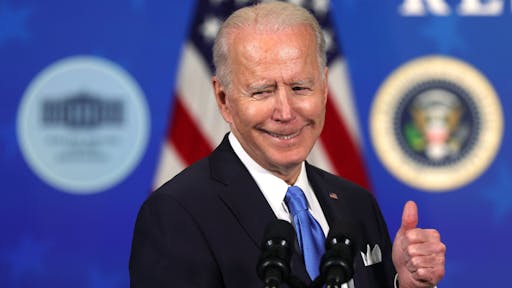 President Biden Hosts Event With Johnson & Johnson And Merck CEOs WASHINGTON, DC - MARCH 10: U.S. President Joe Biden speaks during an event with the CEOs of Johnson & Johnson and Merck at the South Court Auditorium of the Eisenhower Executive Office Building March 10, 2021 in Washington, DC. President Biden announced that the government will purchase 100 million more doses of the Johnson & Johnson COVID-19 vaccine.