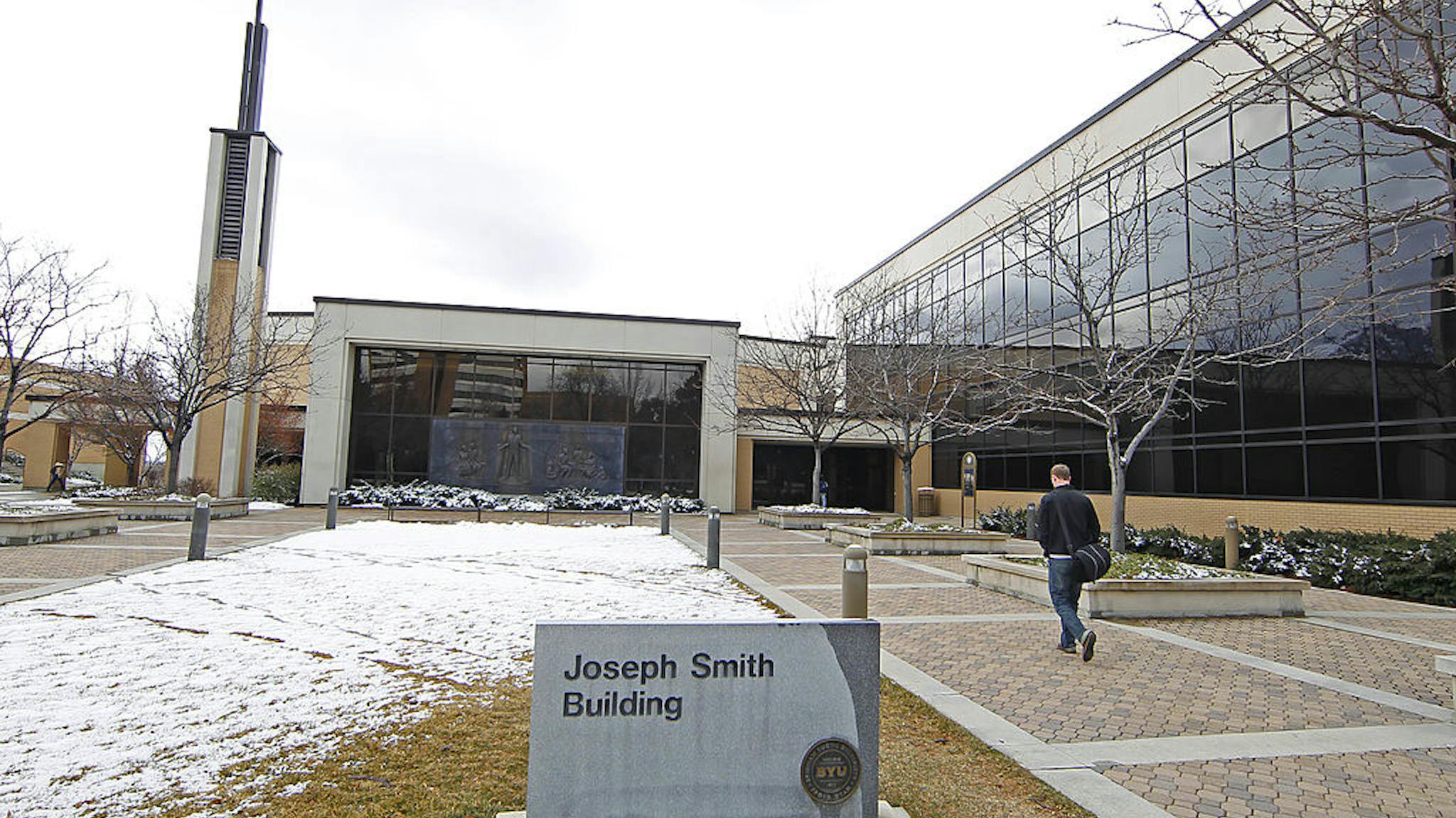 Brigham Young University PROVO, UT- MARCH 1: A student walks into the Joseph Smith Building, where religious classes are taught on the campus of Brigham Young University on March 1, 2012 in Provo, Utah. BYU is the alma mater of Republican U.S. presidential candidate Mitt Romney.