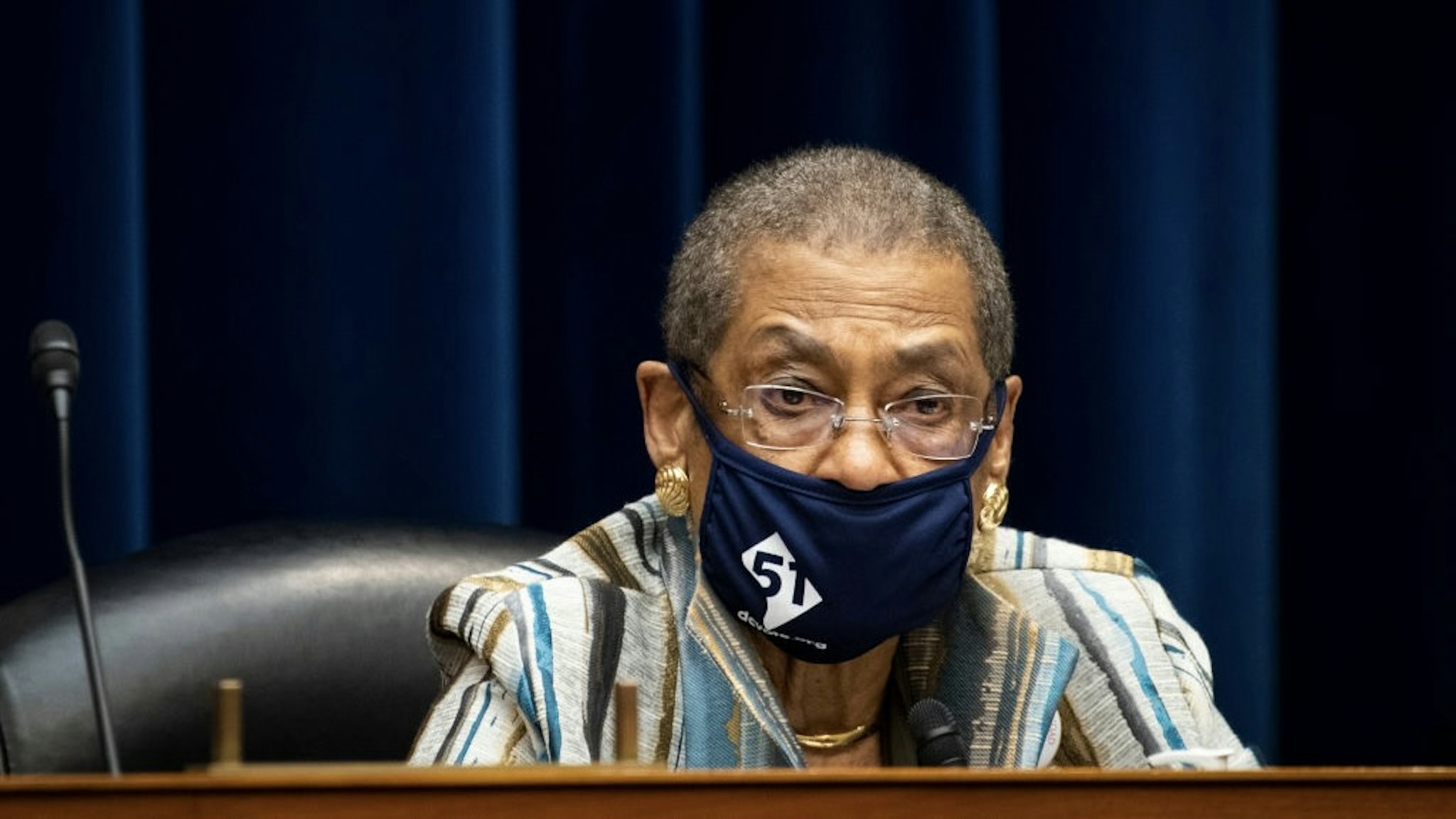 WASHINGTON, DC - MARCH 22: Del. Eleanor Holmes Norton (D-DC) speaks during a House Oversight and Reform Committee hearing March 22, 2021 on Capitol Hill in Washington, DC. The hearing will address H.R.51, the "Washington, D.C. Admission Act", an effort to make Washington D.C. the 51st state. (Photo by Caroline Brehman-Pool/Getty Images)