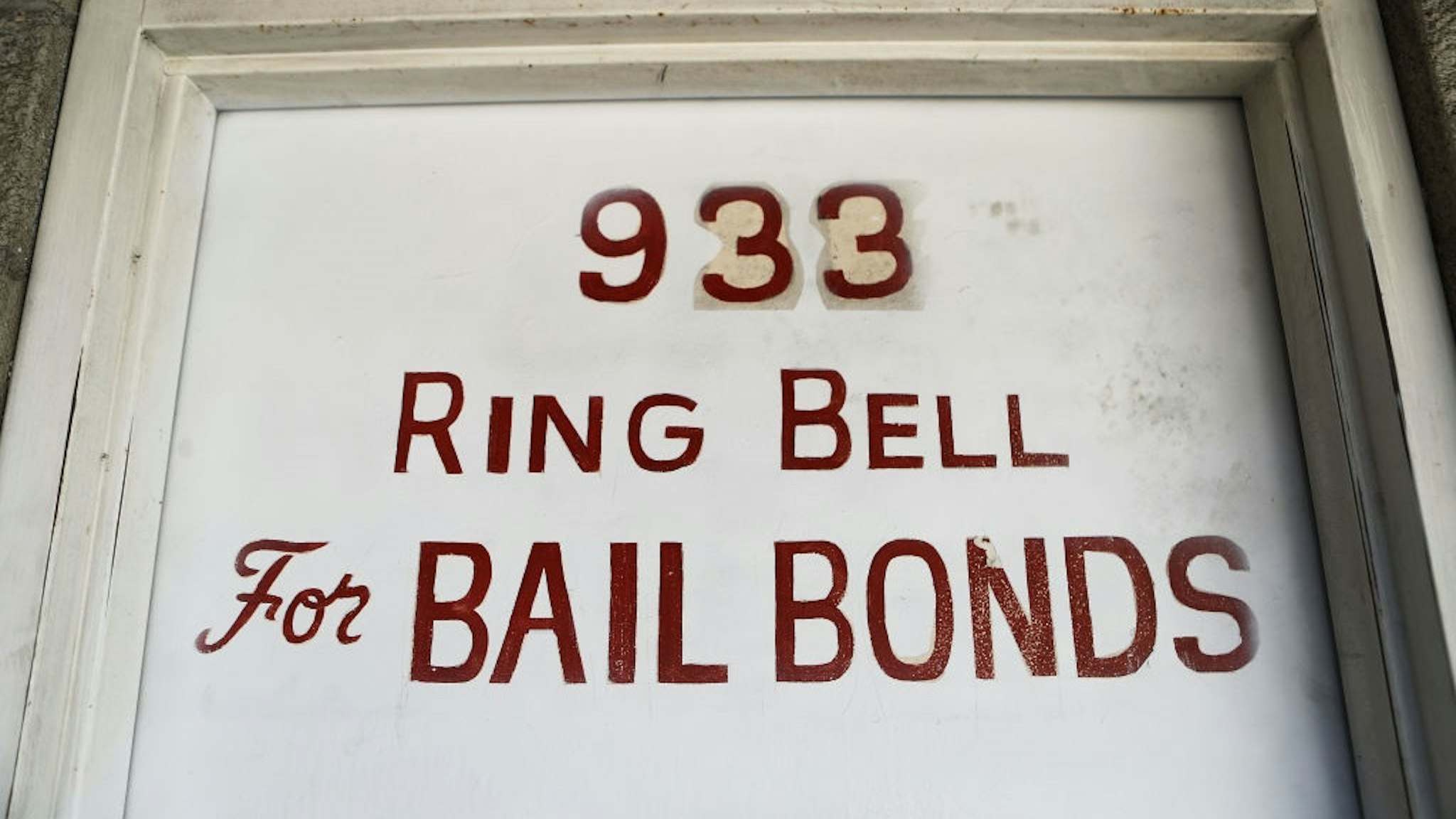 LOS ANGELES, CA - AUGUST 29: A sign advertises a bail bond company on August 29, 2018 in Los Angeles, California.