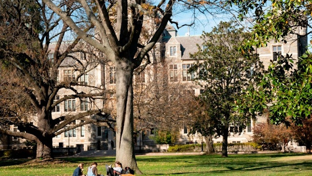 Students studying on the campus of Georgetown University, Washington, D.C.