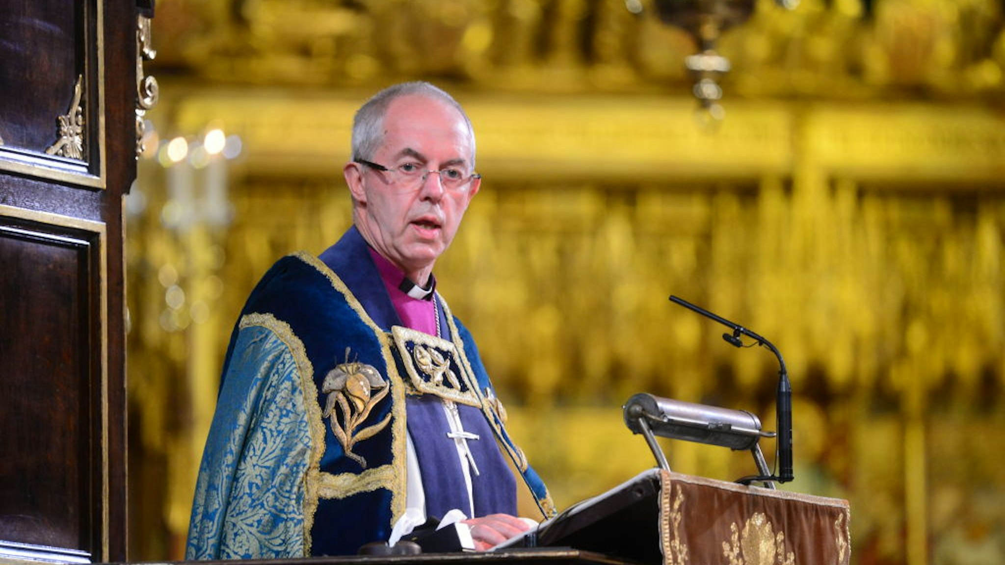 Justin Welby, The Archbishop of Canterbury gives a speech as he attends a service marking the centenary of WW1 armistice at Westminster Abbey on November 11, 2018 in London, England.