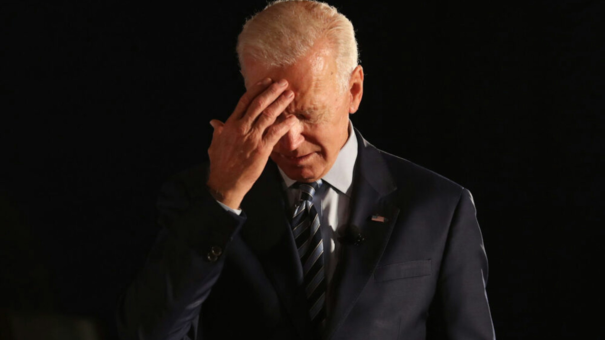 DES MOINES, IOWA - JULY 15: Democratic presidential candidate former U.S. Vice President Joe Biden pauses as he speaks during the AARP and The Des Moines Register Iowa Presidential Candidate Forum at Drake University on July 15, 2019 in Des Moines, Iowa. Twenty Democratic presidential candidates are participating in the forums that will feature four candidate per forum, to be held in cities across Iowa over five days.
