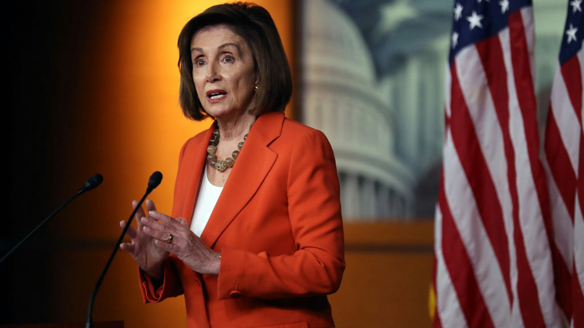 WASHINGTON, DC - OCTOBER 31: U.S. Speaker of the House Nancy Pelosi delivers remarks at a press conference at the U.S. Capitol on October 31, 2019 in Washington, DC. Later today The U.S. House of Representatives is scheduled to vote on a resolution formalizing the impeachment inquiry centered on U.S. President Donald Trump. (Photo by Chip Somodevilla/Getty Images)