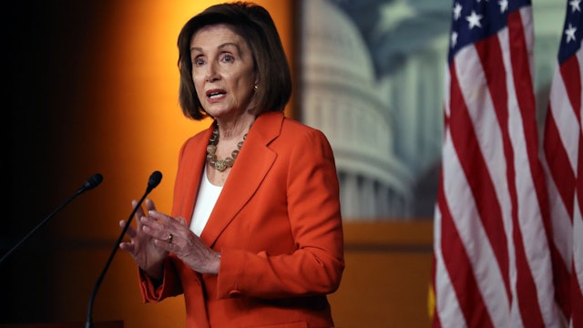 WASHINGTON, DC - OCTOBER 31: U.S. Speaker of the House Nancy Pelosi delivers remarks at a press conference at the U.S. Capitol on October 31, 2019 in Washington, DC. Later today The U.S. House of Representatives is scheduled to vote on a resolution formalizing the impeachment inquiry centered on U.S. President Donald Trump. (Photo by Chip Somodevilla/Getty Images)