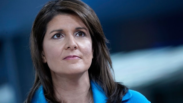 NEW YORK, NEW YORK - NOVEMBER 12: (EXCLUSIVE COVERAGE) Former UN Ambassador Nikki Haley visits "Fox &amp; Friends" at Fox News Channel Studios on November 12, 2019 in New York City. (Photo by John Lamparski/Getty Images)