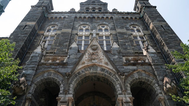 Photo taken on July 7, 2020 shows the Healy Hall on Georgetown University's main campus in Washington, D.C., the United States.