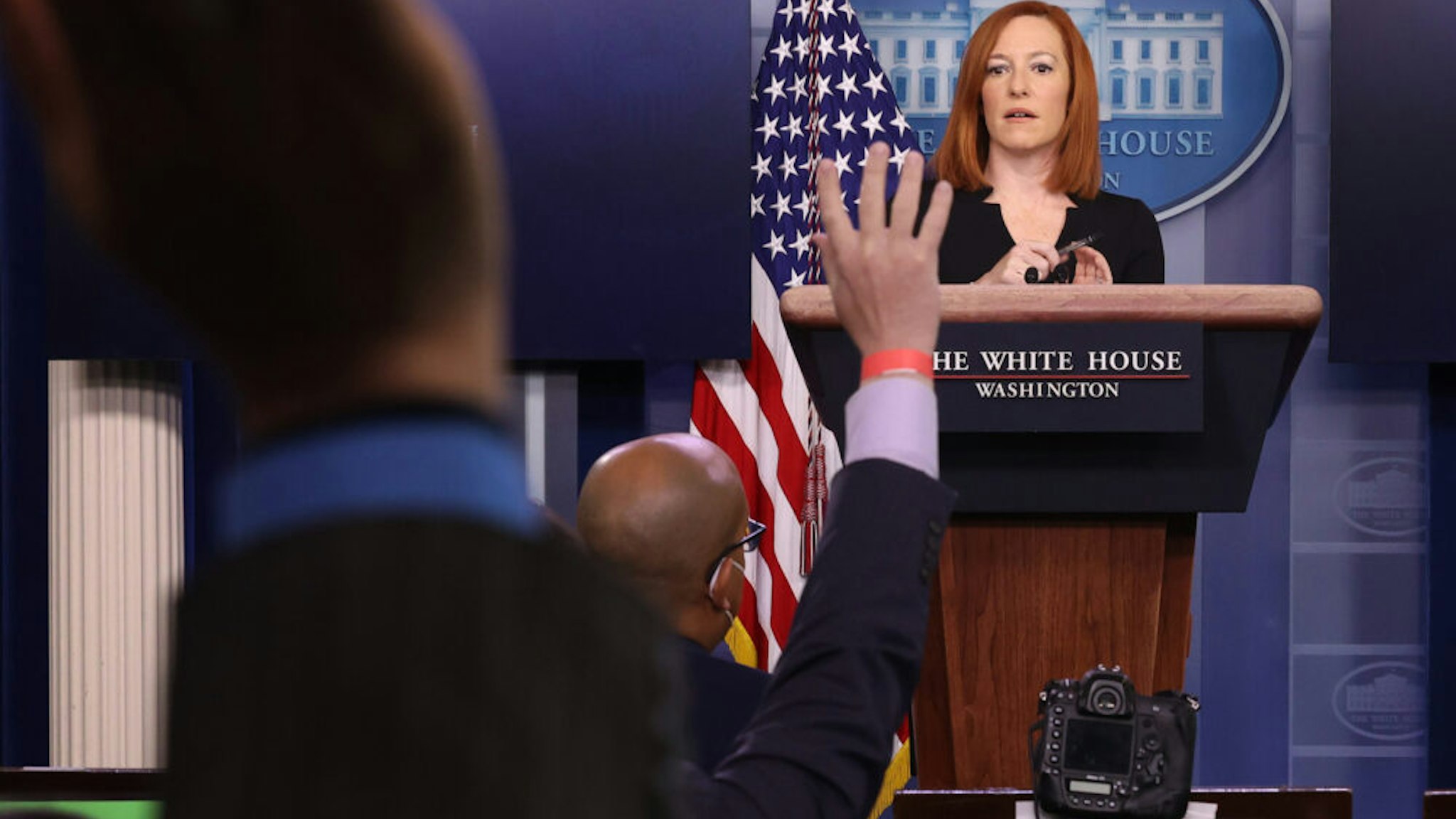 WASHINGTON, DC - FEBRUARY 01: White House Press Secretary Jen Psaki talks to reporters during her daily news briefing at the White House February 01, 2021 in Washington, DC. Psaki commented on President Joe Biden's upcoming meeting with Senate Republicans, the government's response to the military coup in Burma and coronavirus relief legislation, among other topics.