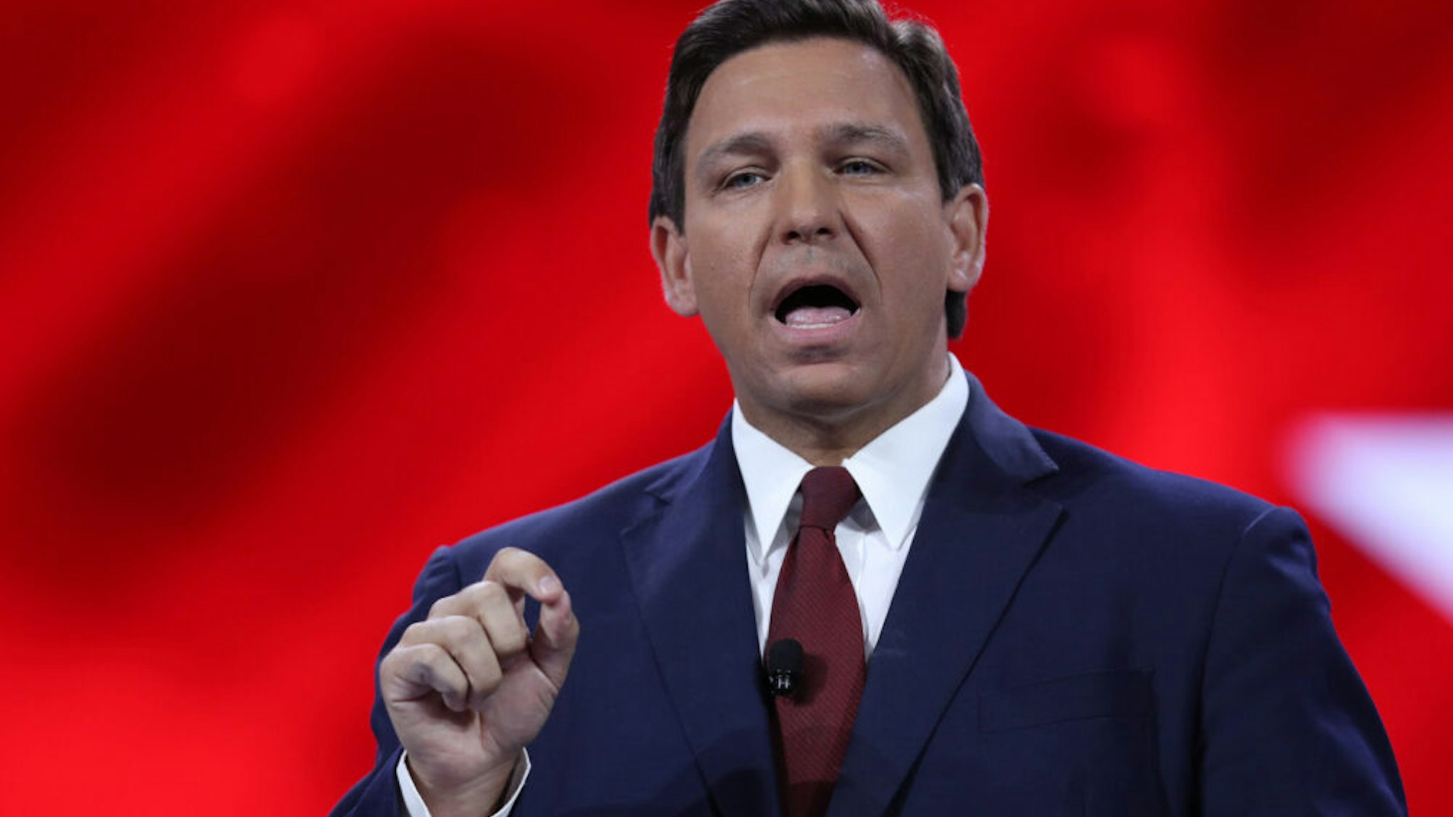 ORLANDO, FLORIDA - FEBRUARY 26: Florida Gov. Ron DeSantis speaks at the opening of the Conservative Political Action Conference at the Hyatt Regency on February 26, 2021 in Orlando, Florida. Begun in 1974, CPAC brings together conservative organizations, activists and world leaders to discuss issues important to them.