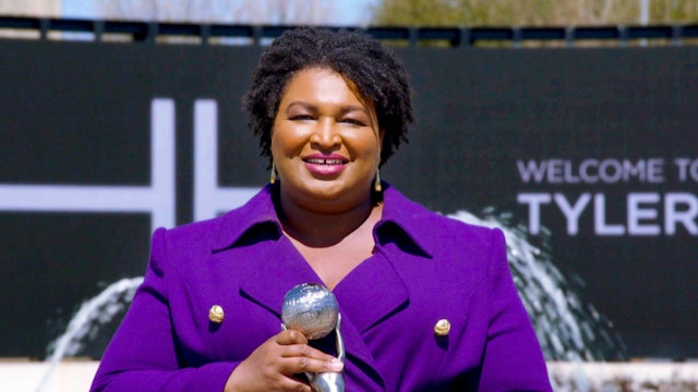UNSPECIFIED - MARCH 27: In this screengrab, Stacey Abrams accepts the Social Justice Impact Award during the 52nd NAACP Image Awards on March 27, 2021. (Photo by NAACP via Getty Images)