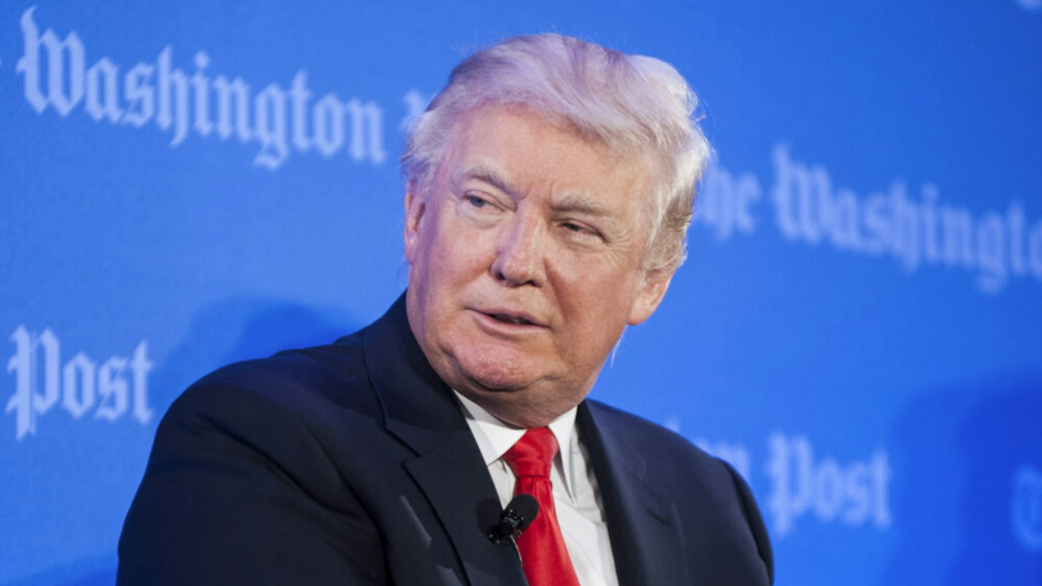 WASHINGTON, DC - APRIL 10: Donald Trump speaks during a forum on "Washington real estate -- including plans to renovate the landmark Old Post Office on Pennsylvania Avenue and views on property values and trends in Washington." at Washington Post on April 10, 2013 in Washington, DC.