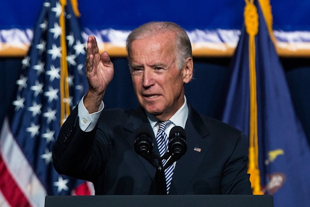 NEW YORK, NY - SEPTEMBER 10: U.S. Vice President Joe Biden speaks in support of raising the minimum wage for the state of New York to $15 per hour on September 10, 2015 in New York City. Biden said he would like to see the federal minimum wage risen to $12 per hour. (Photo by Andrew Burton/Getty Images)
