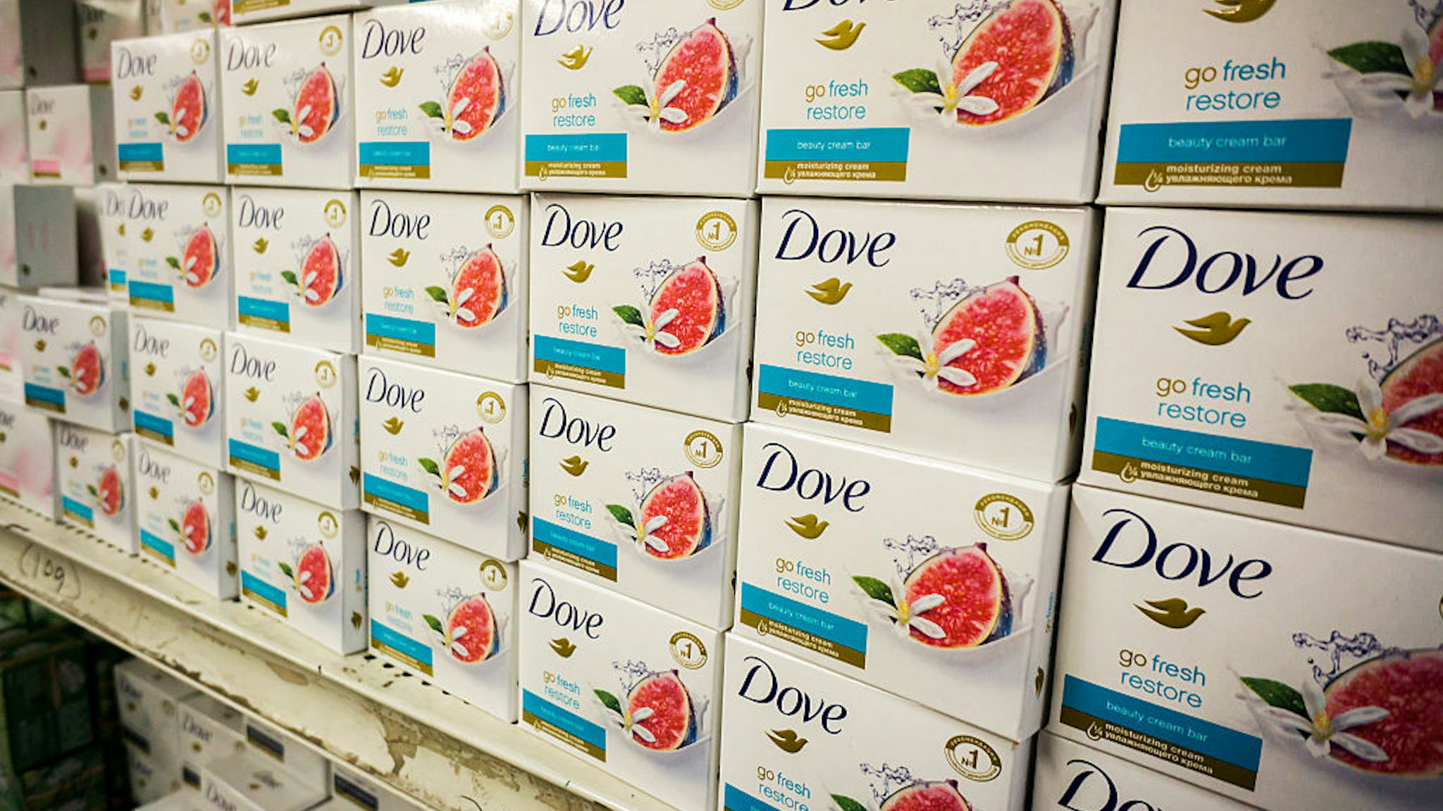 Dove brand soap on the shelves of a store in New York on Sunday, January 3, 2016.