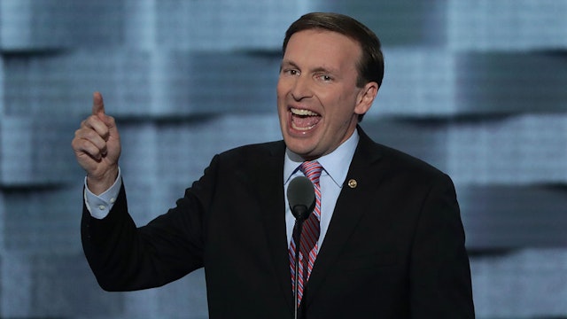 PHILADELPHIA, PA - JULY 27: Sen. Chris Murphy (D-CT) delivers remarks on the third day of the Democratic National Convention at the Wells Fargo Center, July 27, 2016 in Philadelphia, Pennsylvania. Democratic presidential candidate Hillary Clinton received the number of votes needed to secure the party's nomination. An estimated 50,000 people are expected in Philadelphia, including hundreds of protesters and members of the media. The four-day Democratic National Convention kicked off July 25.