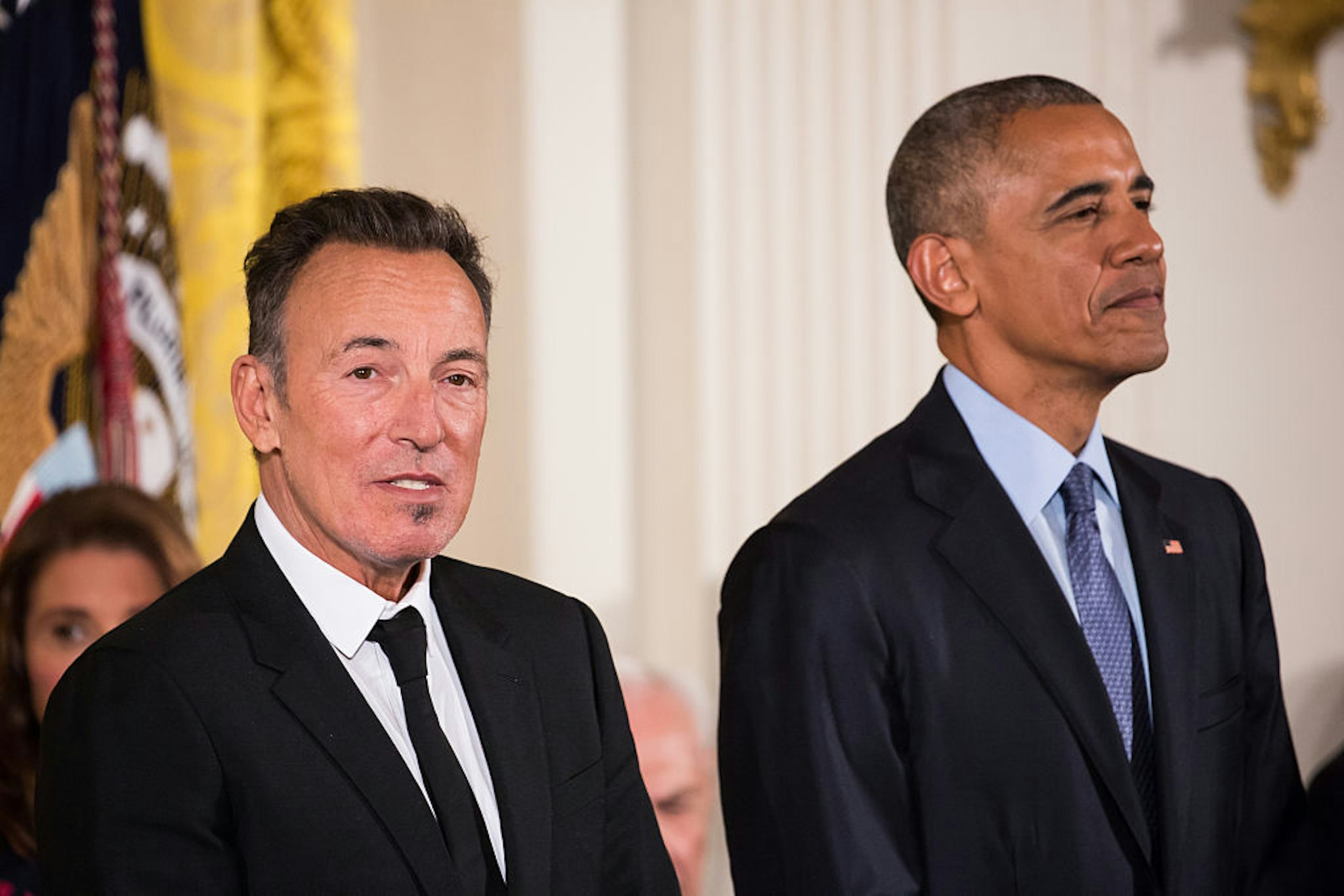 President Barack Obama awarded the Presidential Medal of Freedom to singer-songwriter Bruce Springsteen. (Photo by Cheriss May/NurPhoto via Getty Images)