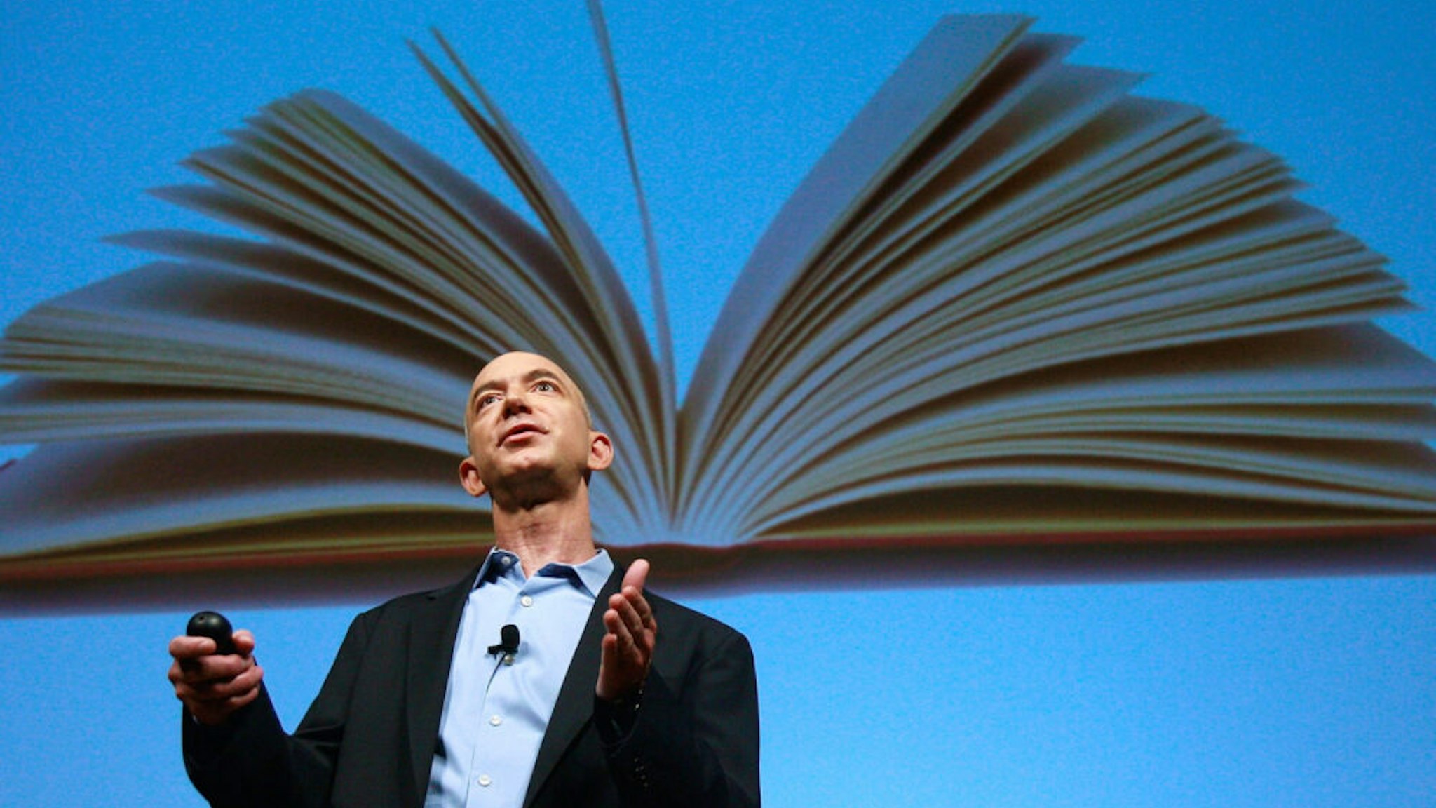 NEW YORK - FEBRUARY 09: Amazon.com founder and CEO Jeffrey P. Bezos speaks at an event unveiling the new Amazon Kindle 2.0 at the Morgan Library &amp; Museum February 9, 2009 in New York City. The updated electronic reading device is slimmer with new syncing technology and longer battery life and will begin shipping February 24th.