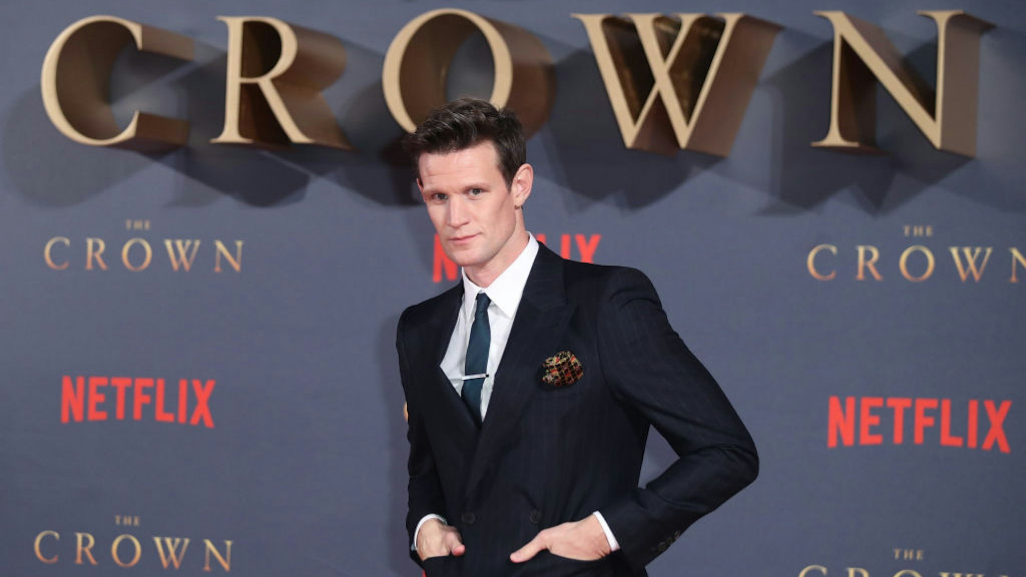 LONDON, ENGLAND - NOVEMBER 21: Matt Smith attends the World Premiere of season 2 of Netflix "The Crown" at Odeon Leicester Square on November 21, 2017 in London, England. (Photo by Mike Marsland/WireImage)