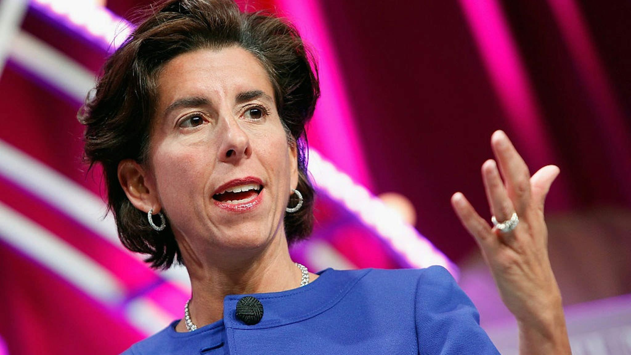 WASHINGTON, DC - OCTOBER 13: Governor of Rhode Island Gina Raimondo speaks onstage during Fortune's Most Powerful Women Summit - Day 2 at the Mandarin Oriental Hotel on October 13, 2015.