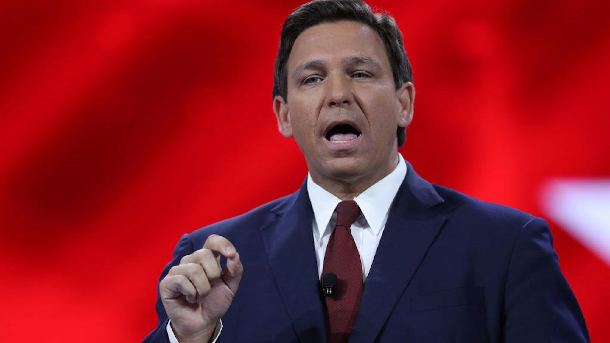 ORLANDO, FLORIDA - FEBRUARY 26: Florida Gov. Ron DeSantis speaks at the opening of the Conservative Political Action Conference at the Hyatt Regency on February 26, 2021 in Orlando, Florida. Begun in 1974, CPAC brings together conservative organizations, activists and world leaders to discuss issues important to them. (Photo by Joe Raedle/Getty Images)