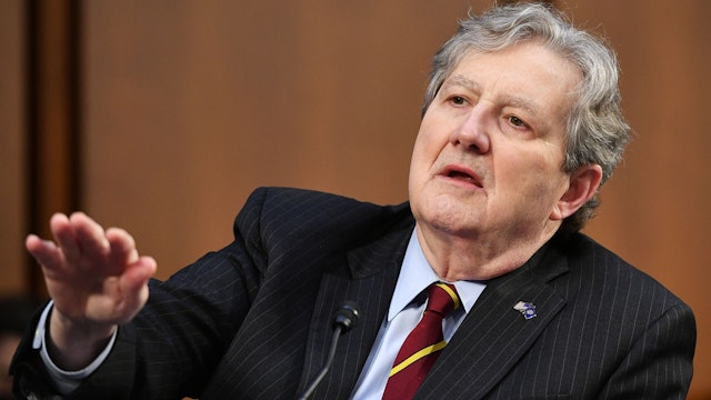 Senator John Kennedy, R-LA, speaks as FBI Director Christopher Wray testifies before the Senate Judiciary Committee on the January 6th insurrection, in the Hart Senate Office Building on Capitol Hill in Washington, DC on March 2, 2021.