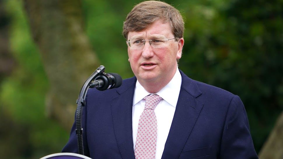US-POLITICS-TRUMP-COVID Mississippi Gov. Tate Reeves speaks on Covid-19 testing in the Rose Garden of the White House in Washington, DC on September 28, 2020.