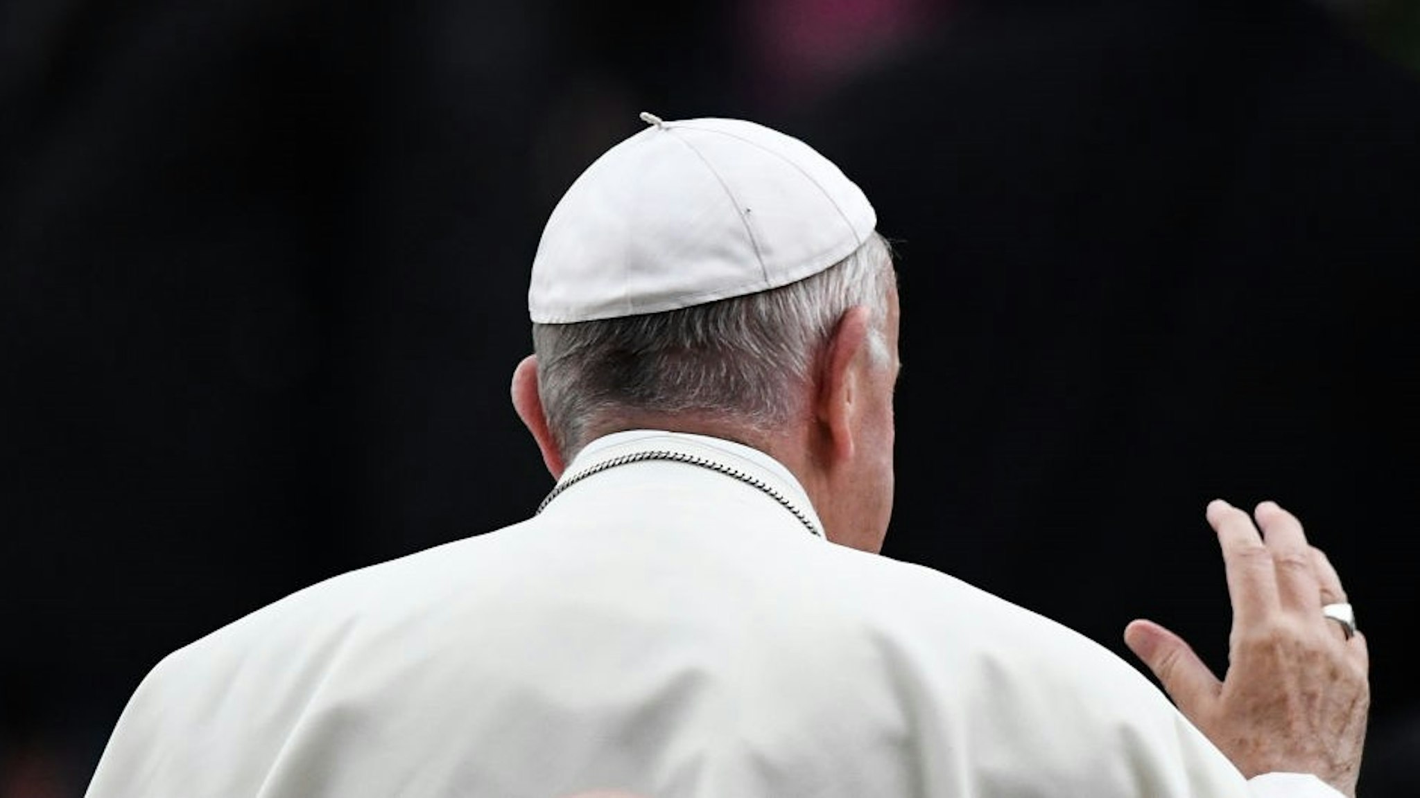 DUBLIN, IRELAND - AUGUST 25: Pope Francis attends the festival of families at Croke Park on 25 August , 2018 in Dublin, Ireland. Pope Francis is the 266th Catholic Pope and current sovereign of the Vatican. His visit, the first by a Pope since John Paul II's in 1979, is expected to attract hundreds of thousands of Catholics to a series of events in Dublin and Knock. During his visit he will have private meetings with victims of sexual abuse by Catholic clergy. (Photo by