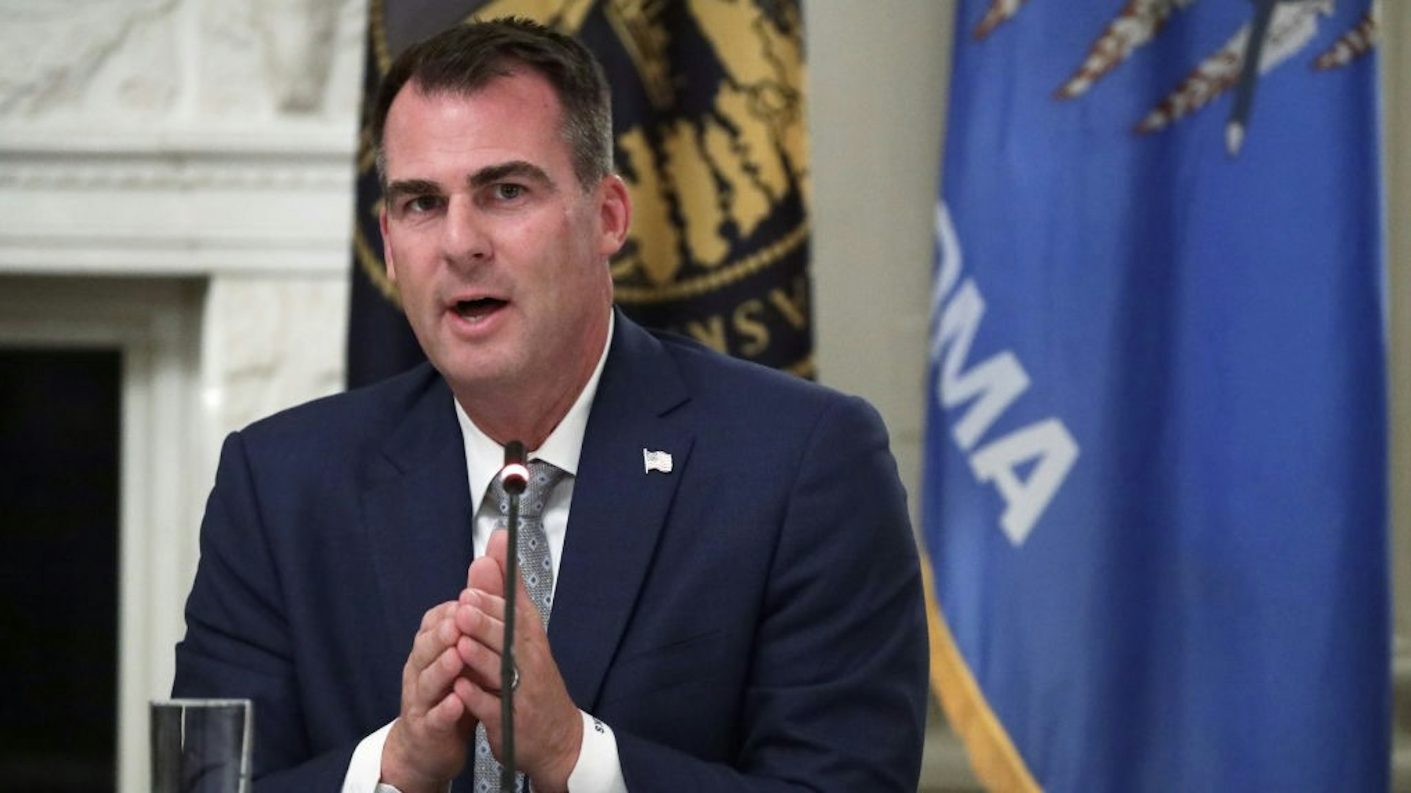 WASHINGTON, DC - JUNE 18: Governor Kevin Stitt (R-OK) speaks during a roundtable at the State Dining Room of the White House June 18, 2020 in Washington, DC. President Trump held a roundtable discussion with Governors and small business owners on the reopening of American’s small business. (Photo by Alex Wong/Getty Images)