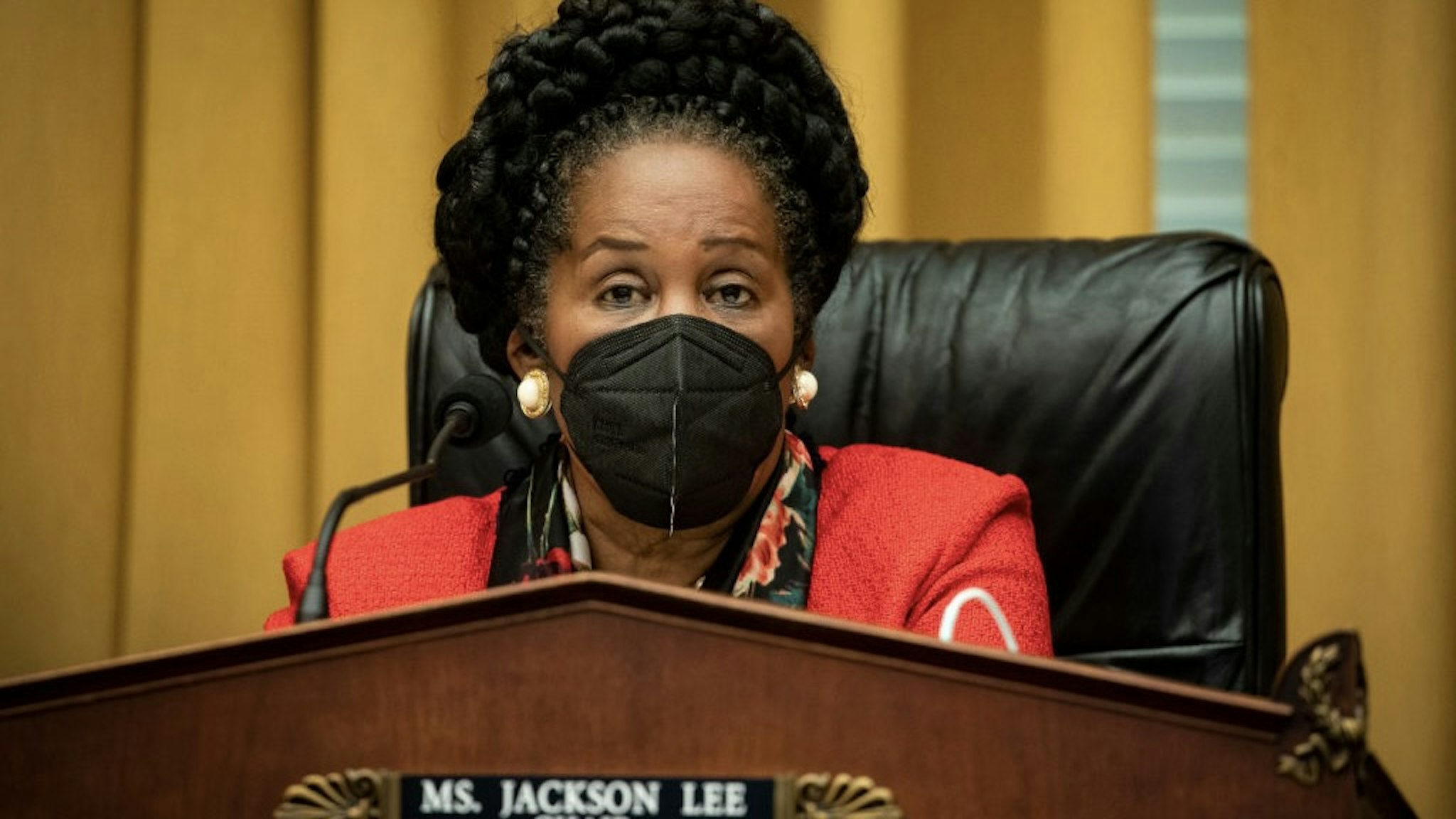 WASHINGTON, DC - FEBRUARY 24: Subcommittee chair Sheila Jackson Lee (D-TX) speaks during a House Judiciary subcommittee on Crime, Terrorism, and Homeland Security hearing, on Capitol Hill on February 24, 2021 in Washington, DC. (Photo by Al Drago/Getty Images)