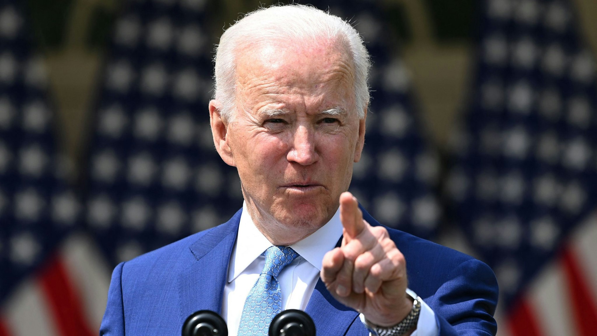 US President Joe Biden speaks about gun violence prevention in the Rose Garden of the White House in Washington, DC, on April 8, 2021. - Biden on Thursday called US gun violence an "epidemic" at a White House ceremony to unveil new attempts to get the problem under control.