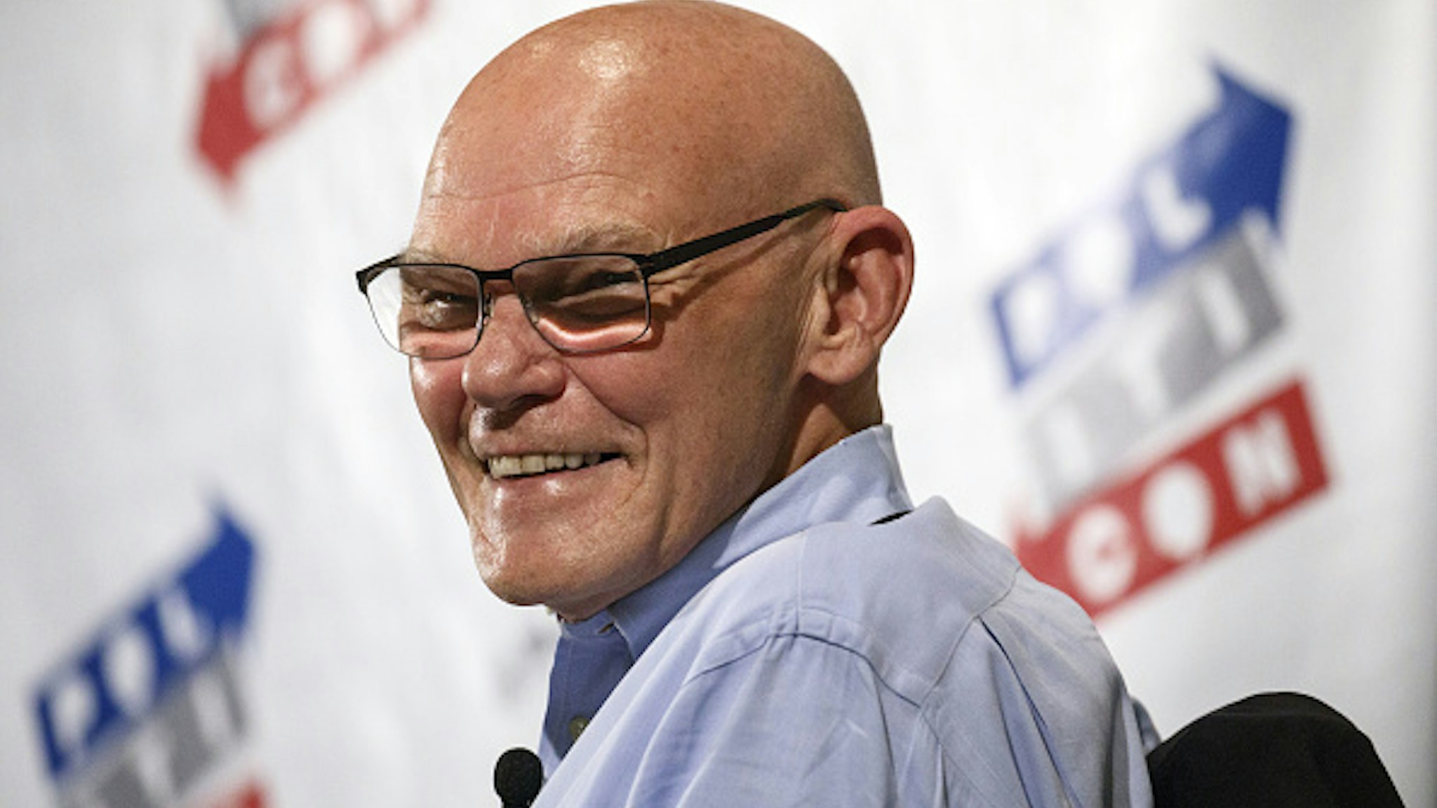 Political commentator James Carville smiles during the Politicon convention inside the Pasadena Convention Center in Pasadena, California, U.S., on Saturday, July 29, 2017. During the third annual Politicon pundits, politicians, comedians and entertainers gather to discuss issues that touch all sides of the political spectrum.