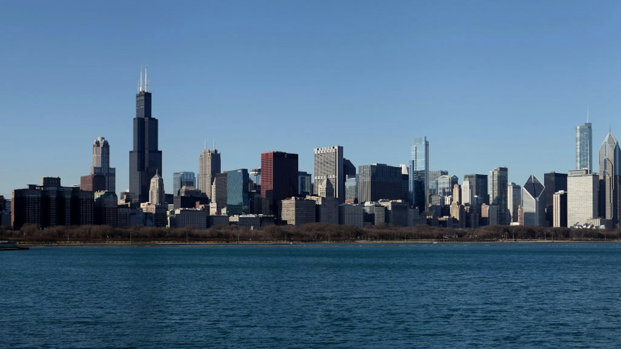 CHICAGO - JANUARY 07: Chicago skyline, photographed from outside Adler Planetarium in Chicago, Illinois on January 7, 2020.